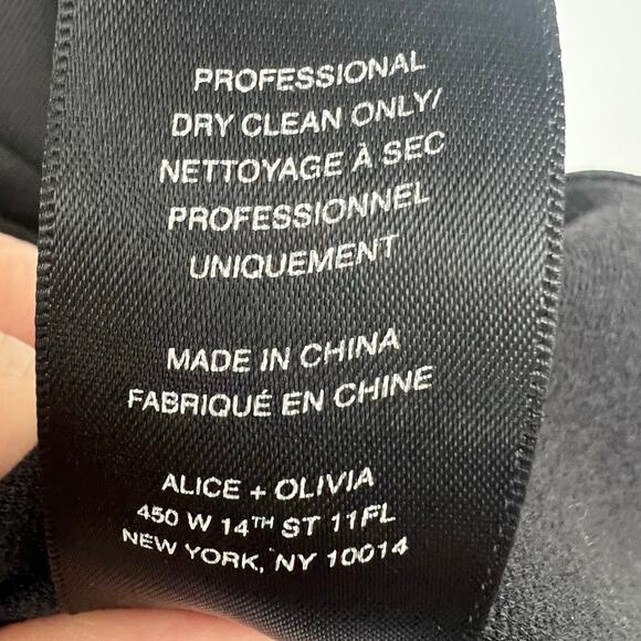 Alice + Olivia Employed 3/4 Sleeve Skater Mini Dress Women's Size 0 Black Lined - Picture 10 of 10